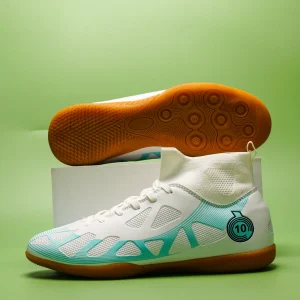 Chaussures de football montantes pour l'entraînement intérieur des cinq côtés pour hommes et femmes, antidérapantes et résistantes à l'usure. chaussures de football