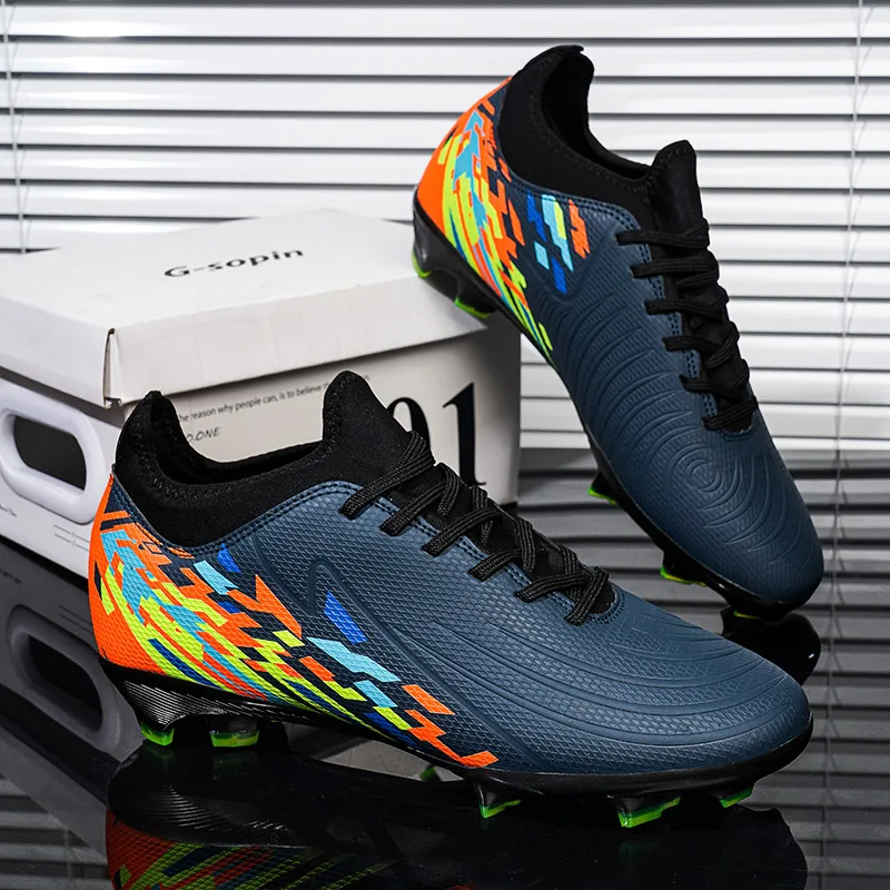 Nouveaux hommes chaussures de Football crampons Match en plein air formation Sport bottes de Football longues pointes confortable adulte respirant garçons antidérapant – Image 2