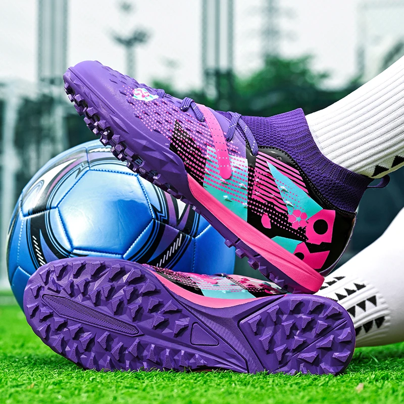 Chaussures de Football ultralégères à cheville haute pour hommes, bottes de Football d'intérieur antidérapantes, chaussures de Futsal pour Sports de plein air de haute qualité – Image 5