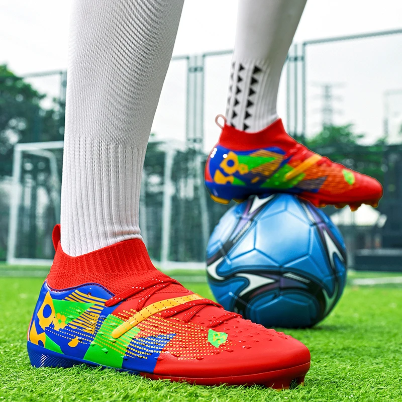 Chaussures de Football ultralégères à cheville haute pour hommes, bottes de Football d'intérieur antidérapantes, chaussures de Futsal pour Sports de plein air de haute qualité – Image 2