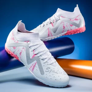 Alternative view of Crampons de football pour hommes Crampons de football pour hommes grands garçons mi-haut pointes/chaussures TF pour les jeunes baskets de gazon d'entraînement professionnel