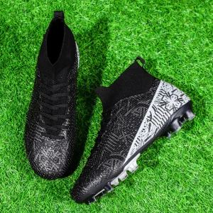 Alternative view of Chaussures de football professionnelles à longues pointes pour hommes et femmes ; spéciales pour la compétition et l'entraînement ; antidérapantes et absorbant les chocs.