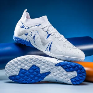 Crampons de football pour hommes Crampons de football pour hommes grands garçons mi-haut pointes/chaussures TF pour les jeunes baskets de gazon d'entraînement professionnel