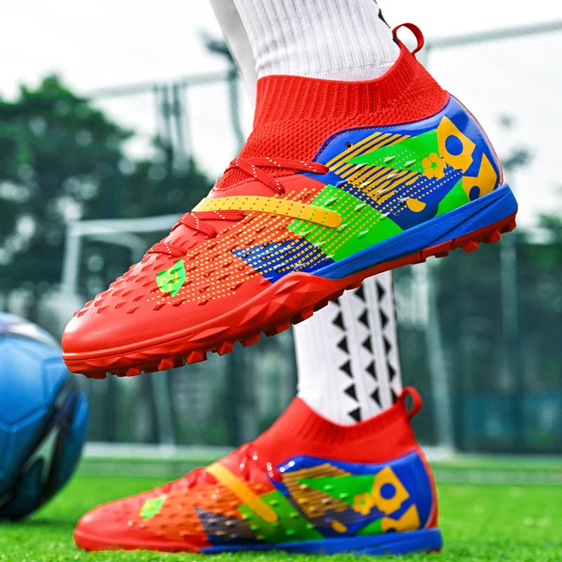 Chaussures de Football ultralégères à cheville haute pour hommes, bottes de Football d'intérieur antidérapantes, chaussures de Futsal pour Sports de plein air de haute qualité – Image 6