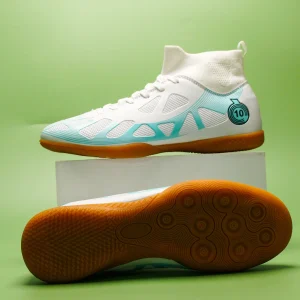 Alternative view of Chaussures de football montantes pour l'entraînement intérieur des cinq côtés pour hommes et femmes, antidérapantes et résistantes à l'usure. chaussures de football